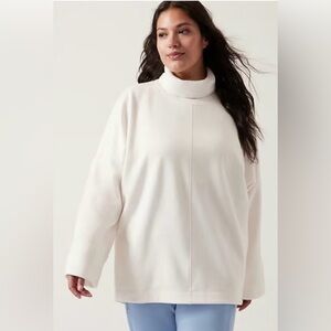 Athleta Cozy Karma Funnel Neck Sweatshirt Magnolia White Large